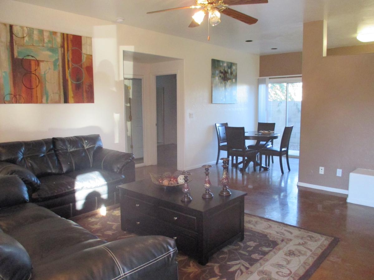 Living room with daylight, dining beyond